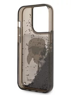 Lagerfeld для iPhone 15 Pro Max чехол Liquid Silicone NFT Karl & Choupette heads Hard Black